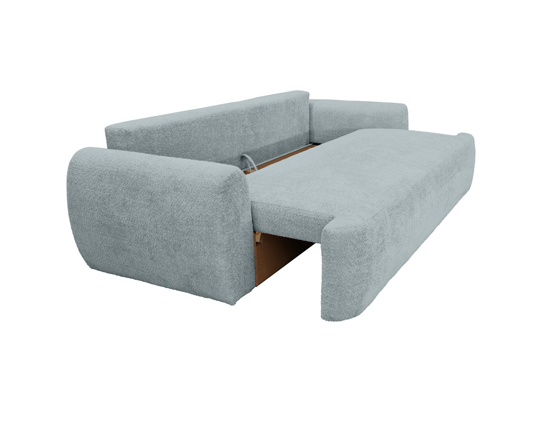 Canapé 3 places convertible avec coffre en tissu bouclette Mahina