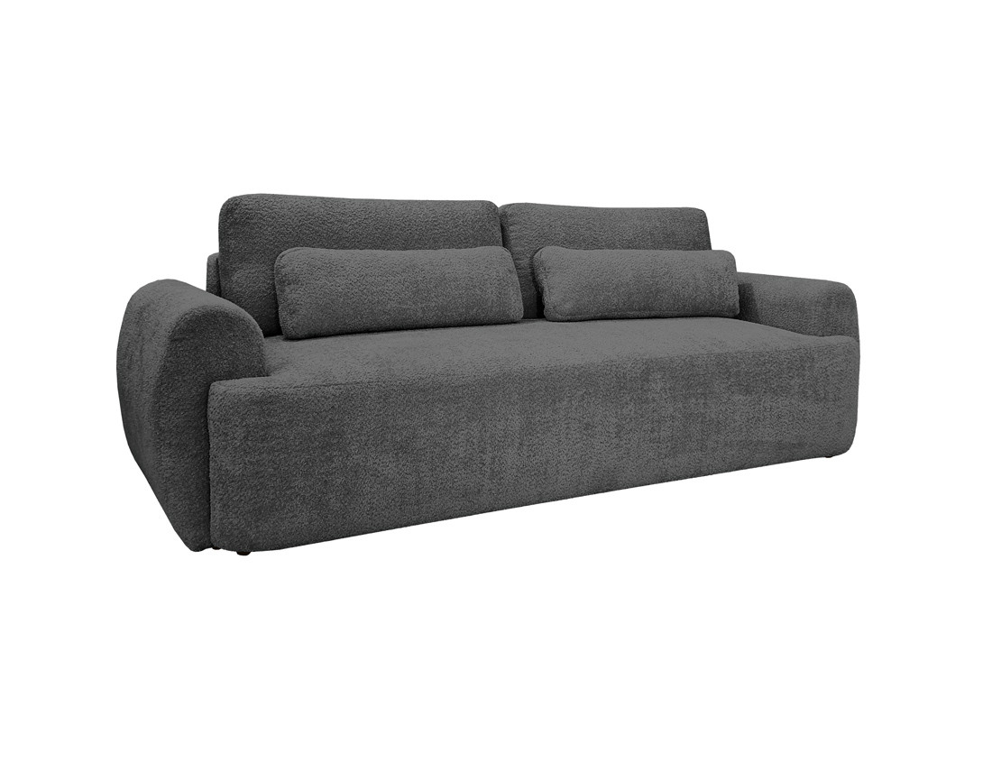 Canapé 3 places convertible avec coffre en tissu bouclette Mahina