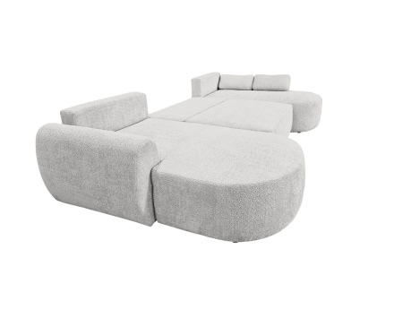 Canapé panoramique convertible avec coffre en tissu bouclette Mahina