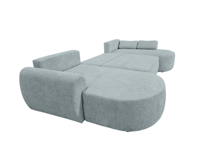 Canapé panoramique convertible avec coffre en tissu bouclette Mahina