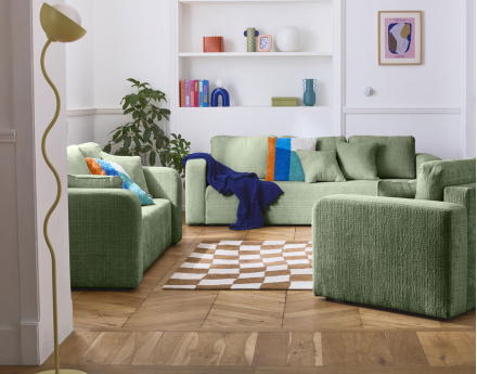 Canapé droit 2 places en velours texturé Miro