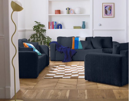 Canapé droit 2 places en velours texturé Miro