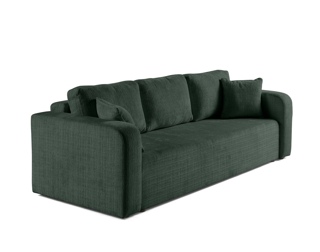 Canapé droit 3 places convertible avec coffre en velours texturé Miro