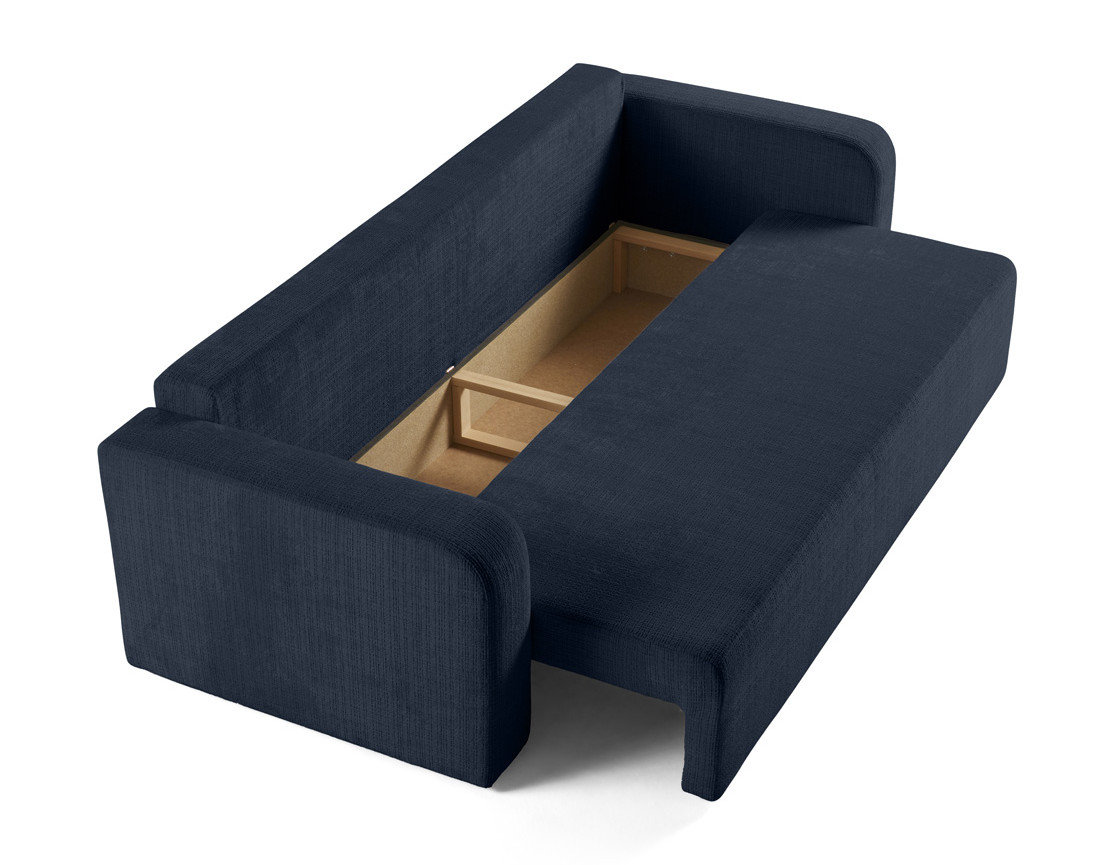 Canapé droit 3 places convertible avec coffre en velours texturé Miro