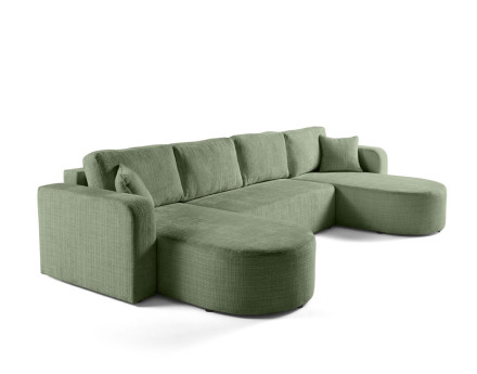 Canapé panoramique convertible avec coffre en velours texturé Miro