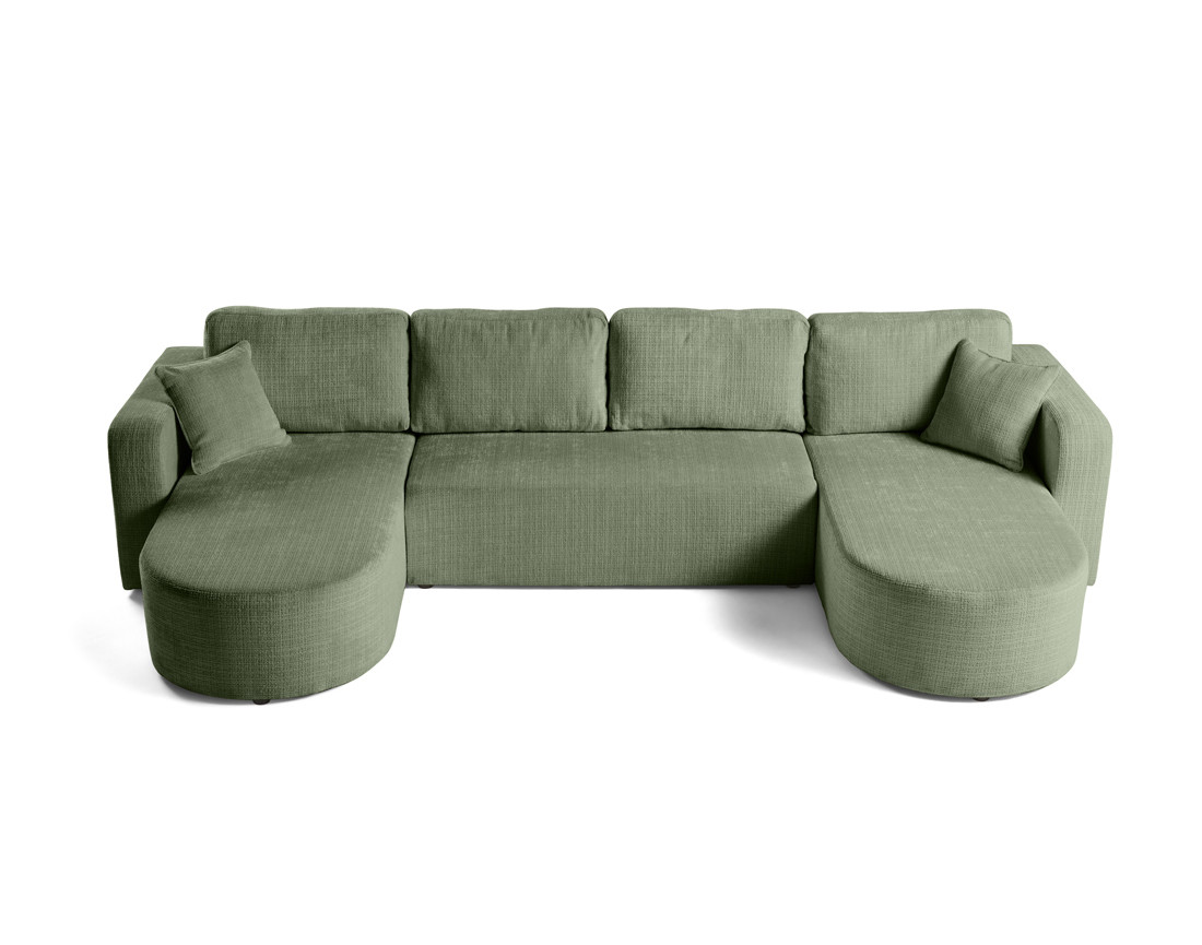 Canapé panoramique convertible avec coffre en velours texturé Miro