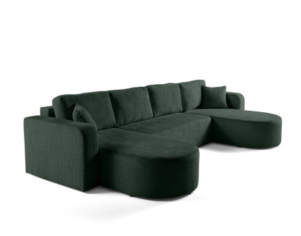 Canapé panoramique convertible avec coffre en velours texturé Miro