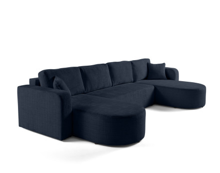 Canapé panoramique convertible avec coffre en velours texturé Miro