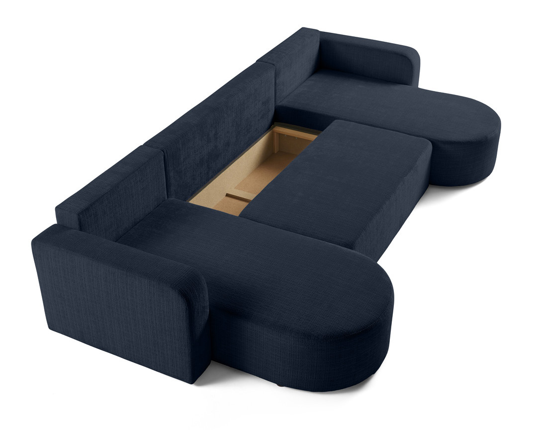 Canapé panoramique convertible avec coffre en velours texturé Miro