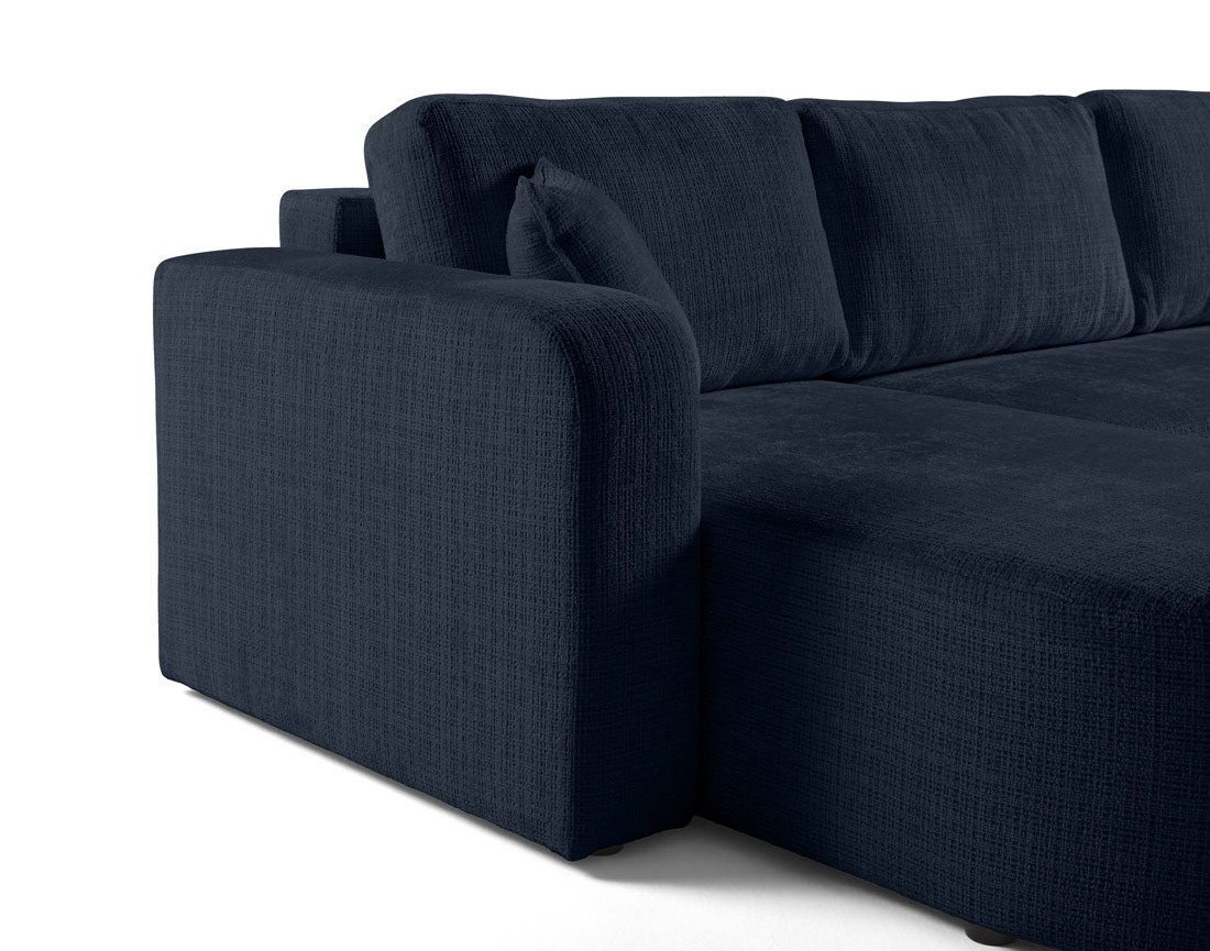 Canapé panoramique convertible avec coffre en velours texturé Miro