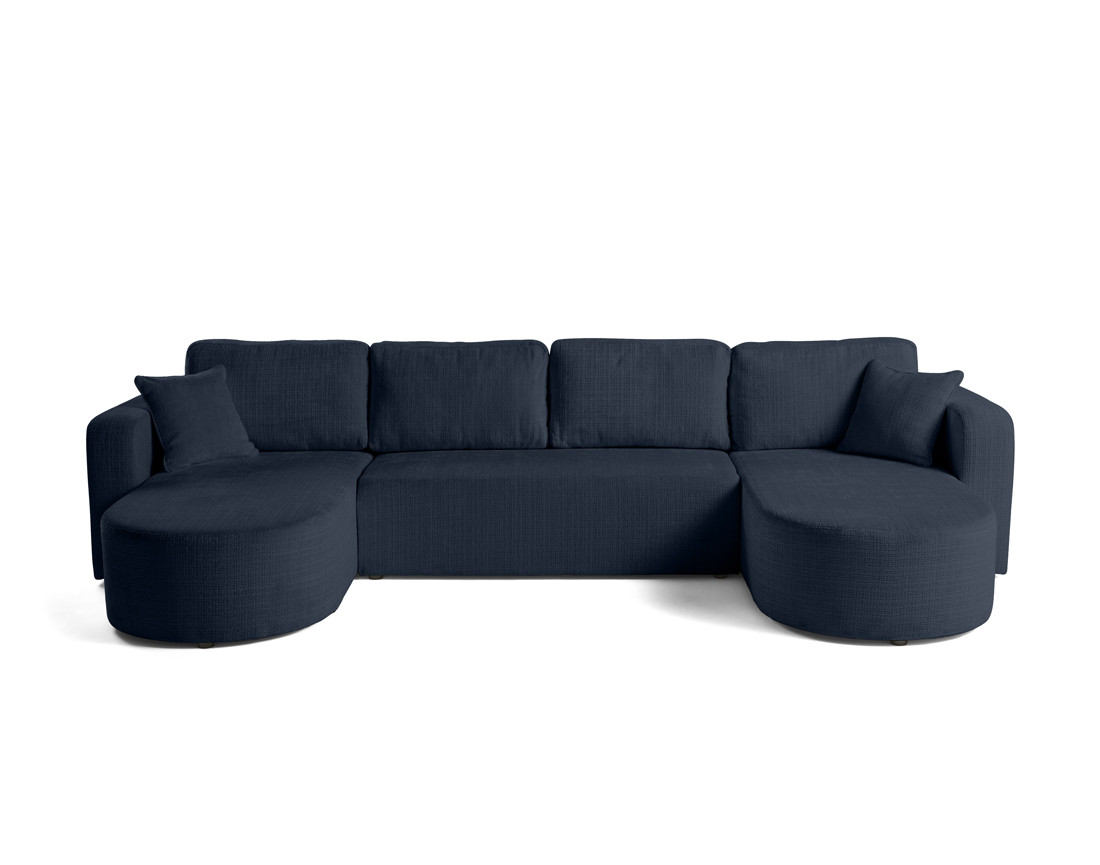 Canapé panoramique convertible avec coffre en velours texturé Miro