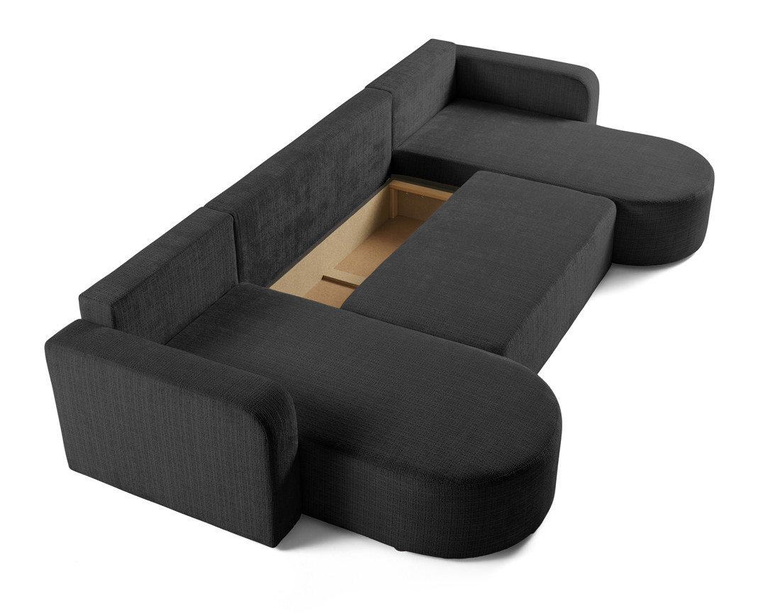 Canapé panoramique convertible avec coffre en velours texturé Miro