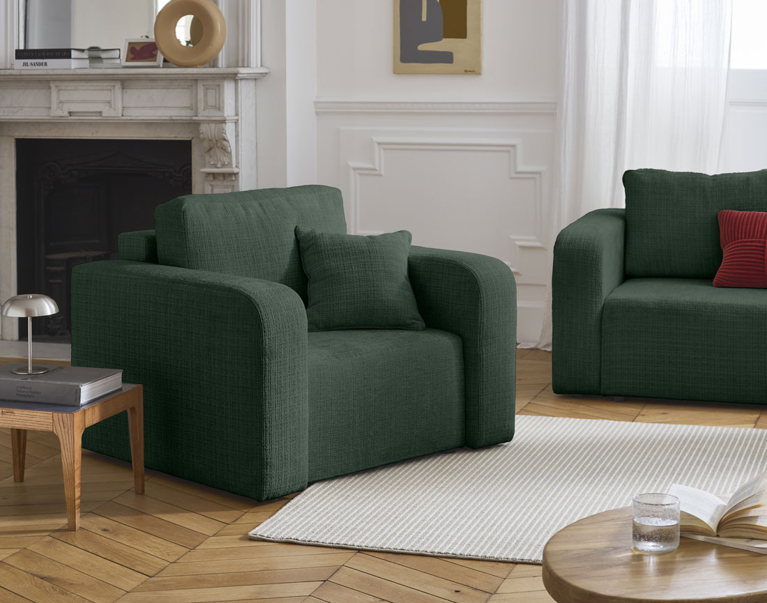 Fauteuil en velours texturé Miro