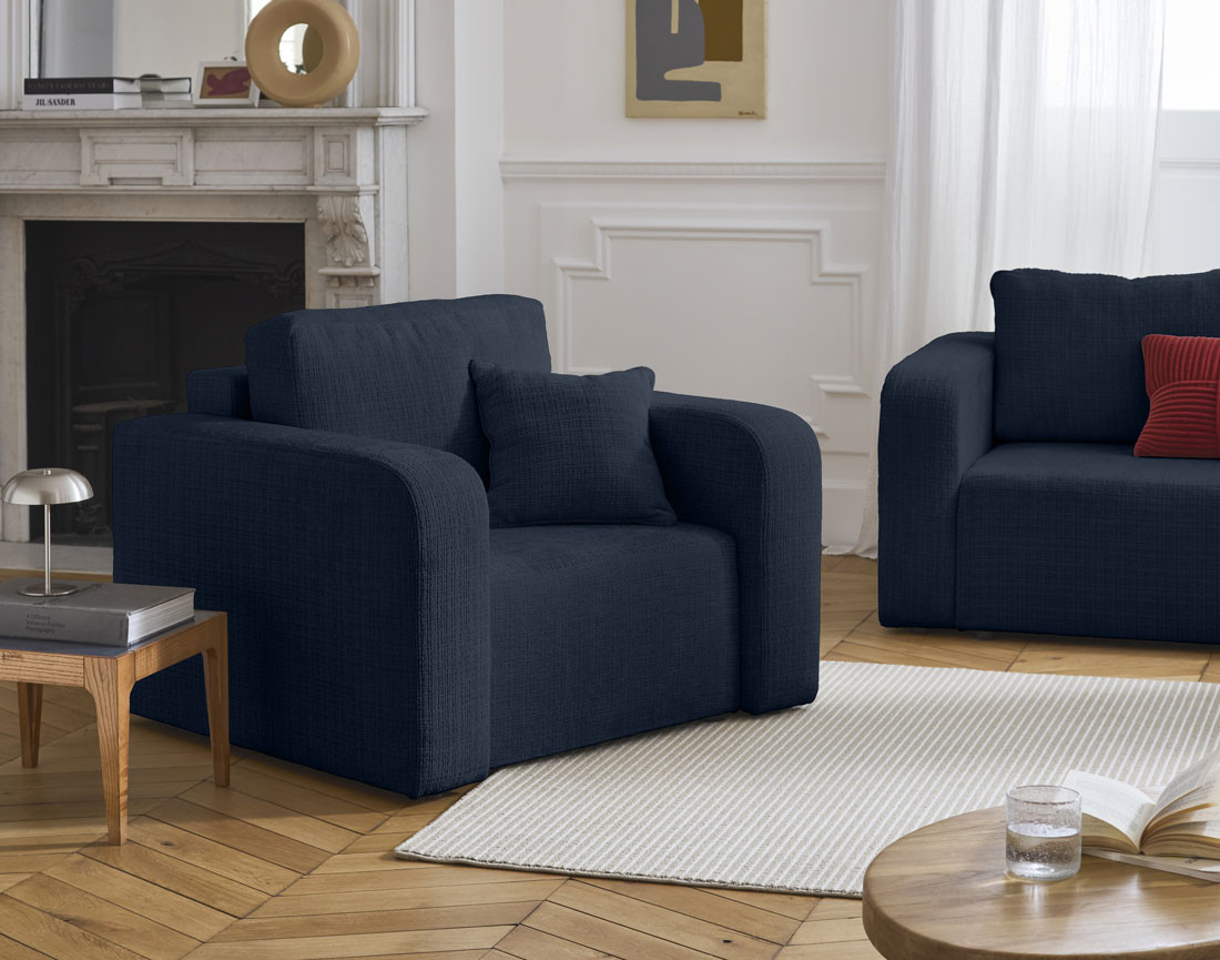 Fauteuil en velours texturé Miro