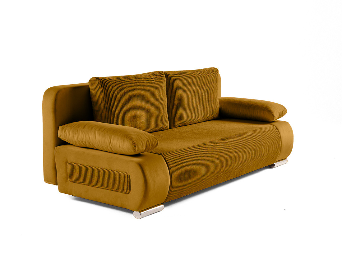 Canapé 3 places convertible avec coffre en velours et velours côtelé Elio