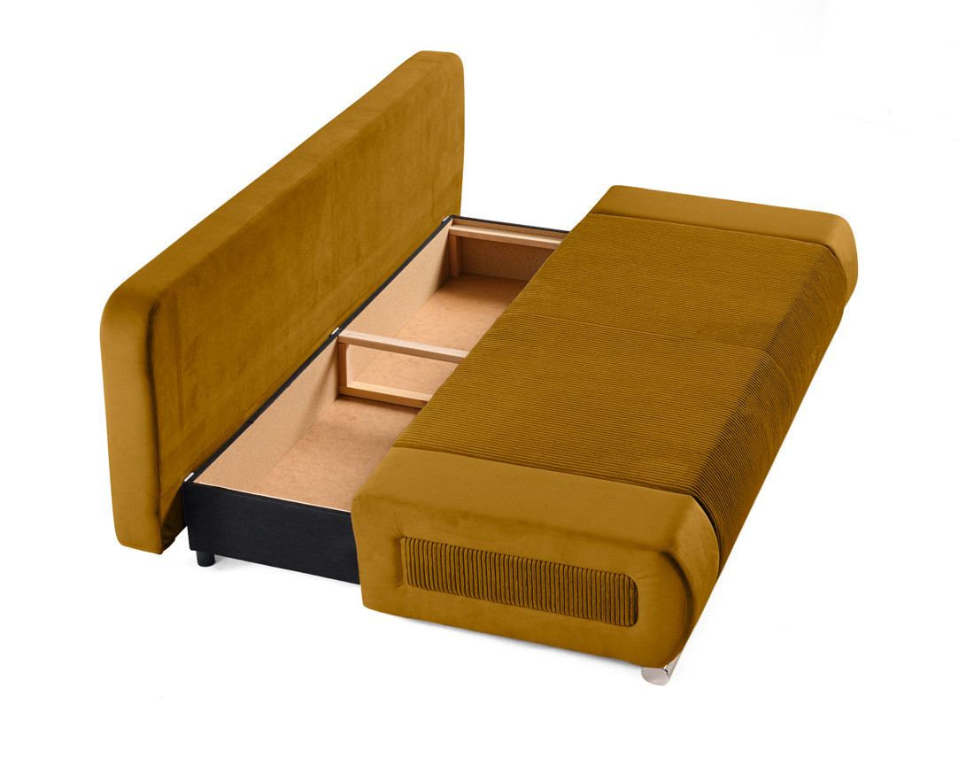 Canapé 3 places convertible avec coffre en velours et velours côtelé Elio