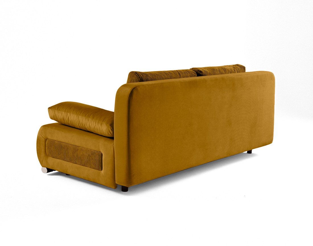 Canapé 3 places convertible avec coffre en velours et velours côtelé Elio