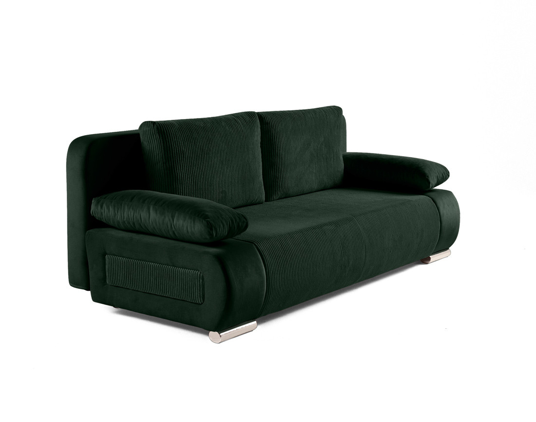 Canapé 3 places convertible avec coffre en velours et velours côtelé Elio