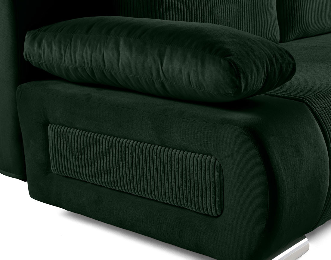 Canapé 3 places convertible avec coffre en velours et velours côtelé Elio