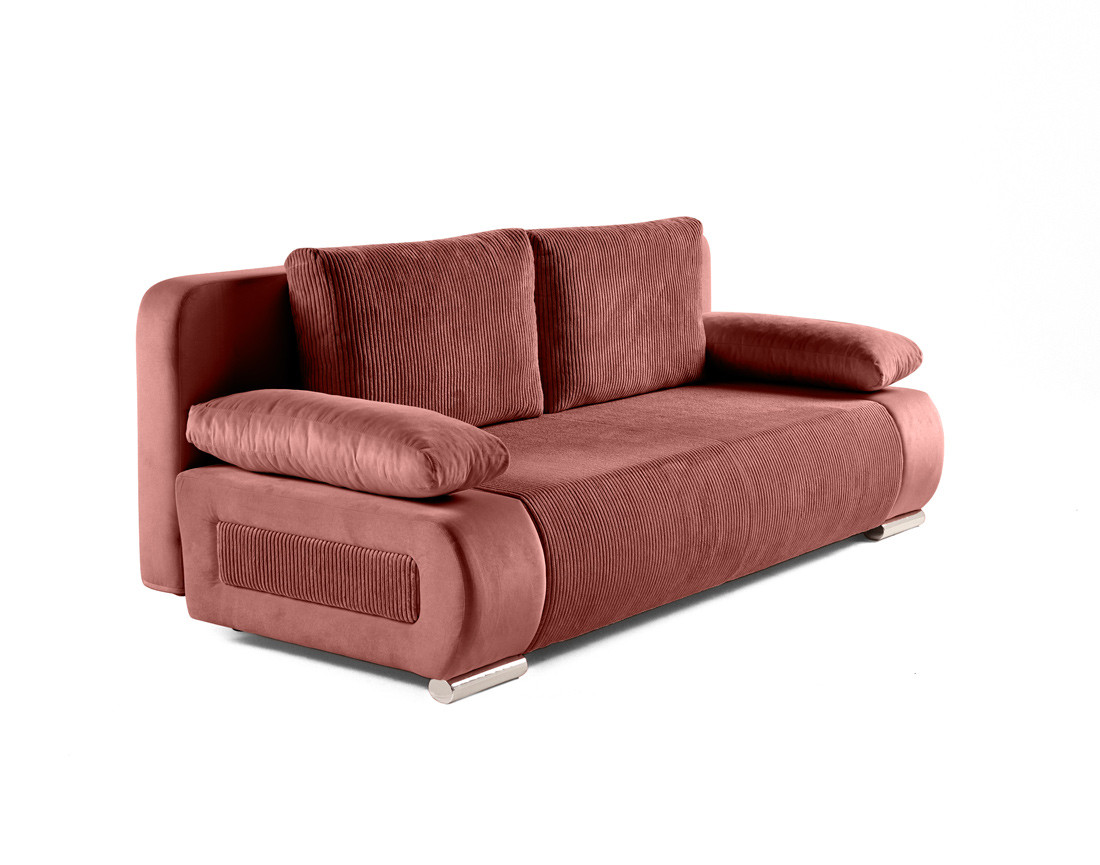 Canapé 3 places convertible avec coffre en velours et velours côtelé Elio