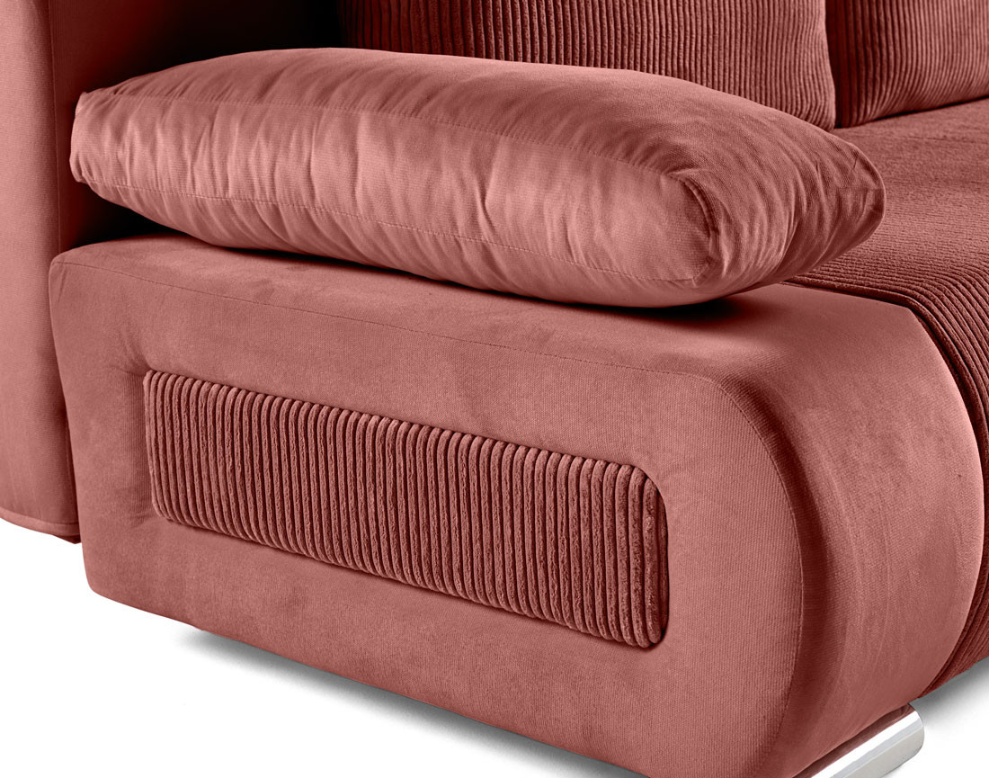 Canapé 3 places convertible avec coffre en velours et velours côtelé Elio