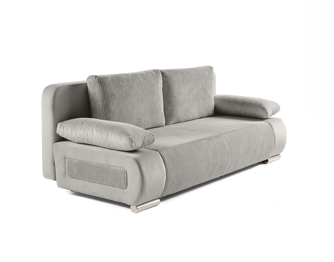 Canapé 3 places convertible avec coffre en velours et velours côtelé Elio