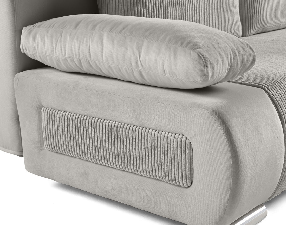 Canapé 3 places convertible avec coffre en velours et velours côtelé Elio