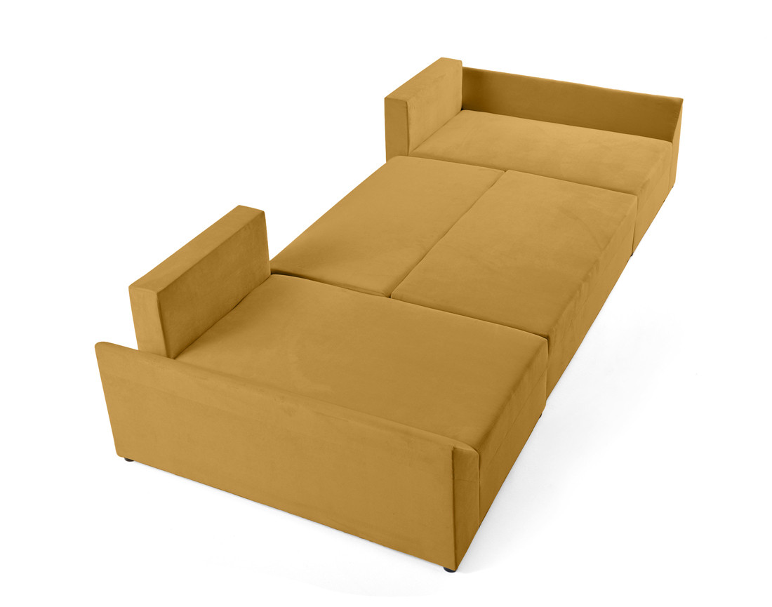 Canapé panoramique en U 7 places convertible avec coffre en velours Mike