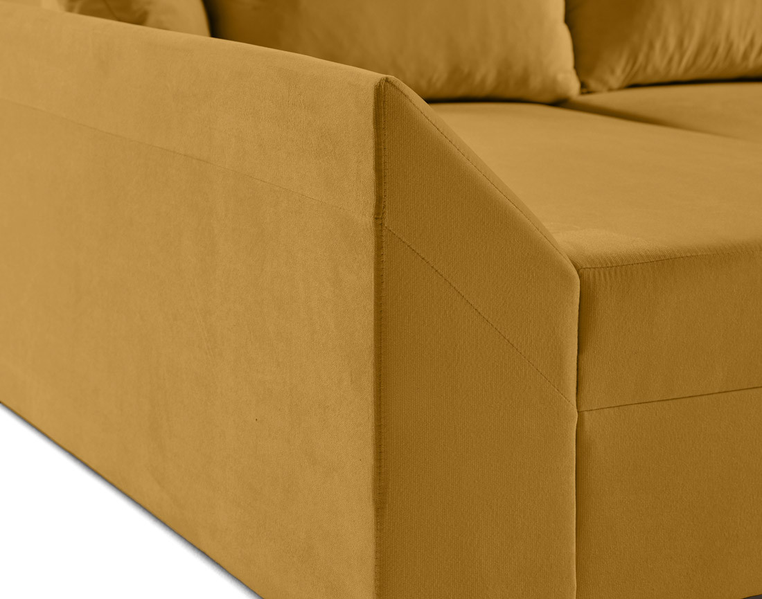 Canapé panoramique en U 7 places convertible avec coffre en velours Mike