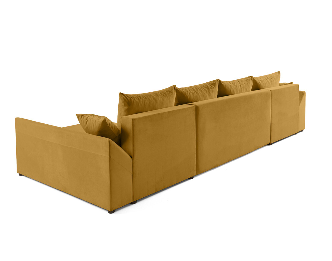 Canapé panoramique en U 7 places convertible avec coffre en velours Mike