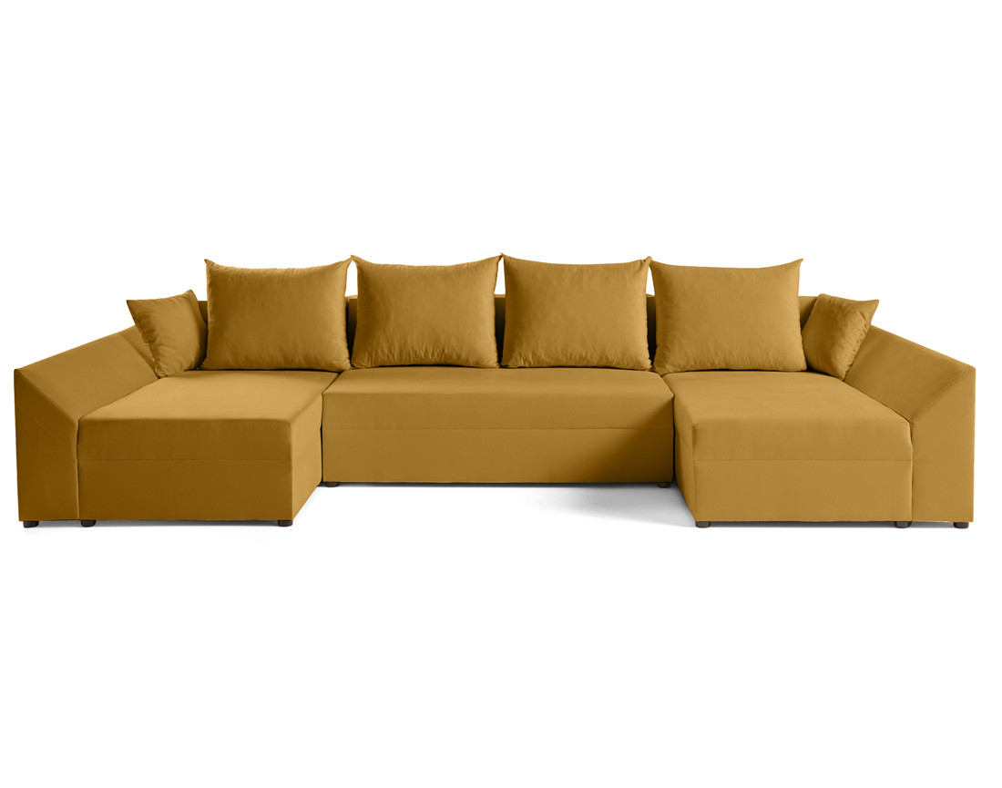 Canapé panoramique en U 7 places convertible avec coffre en velours Mike