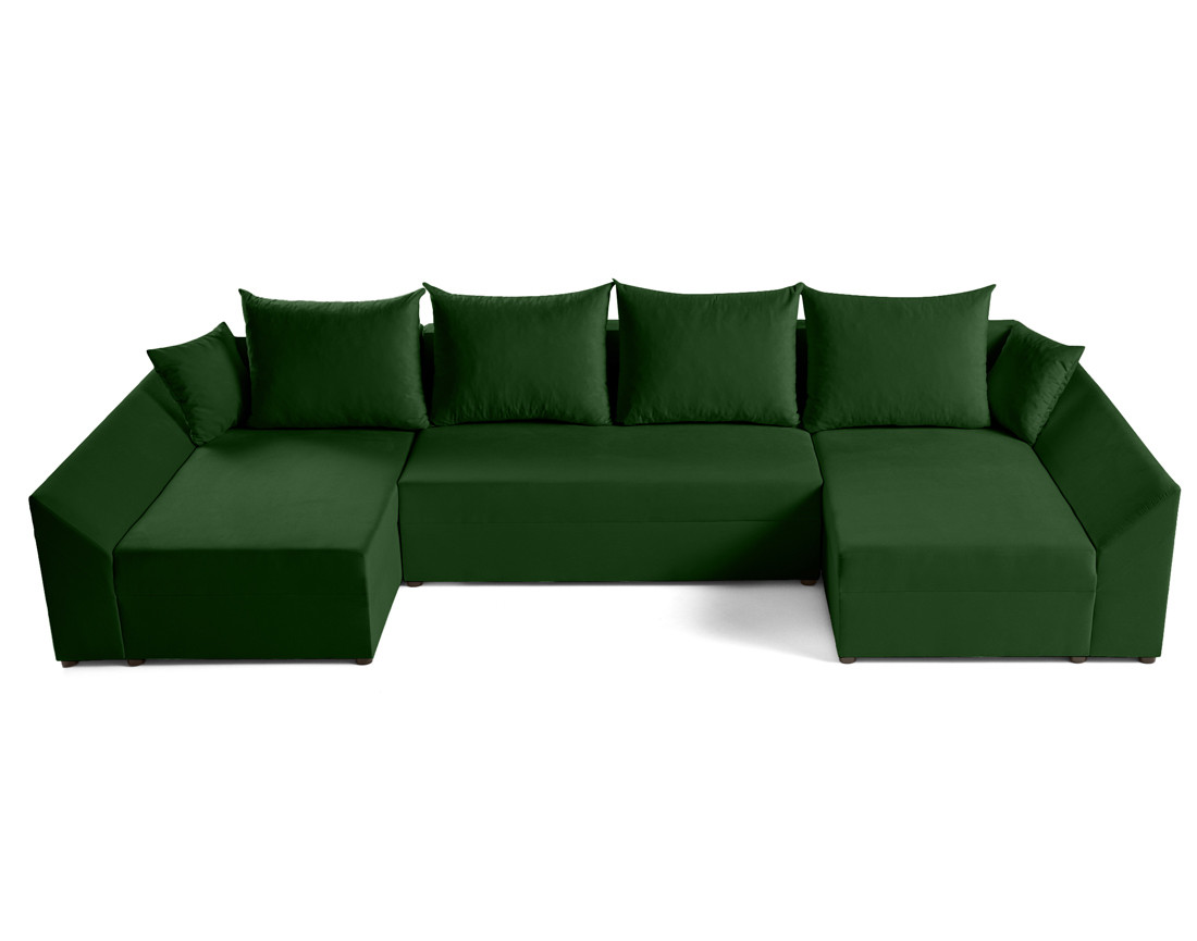 Canapé panoramique en U 7 places convertible avec coffre en velours Mike