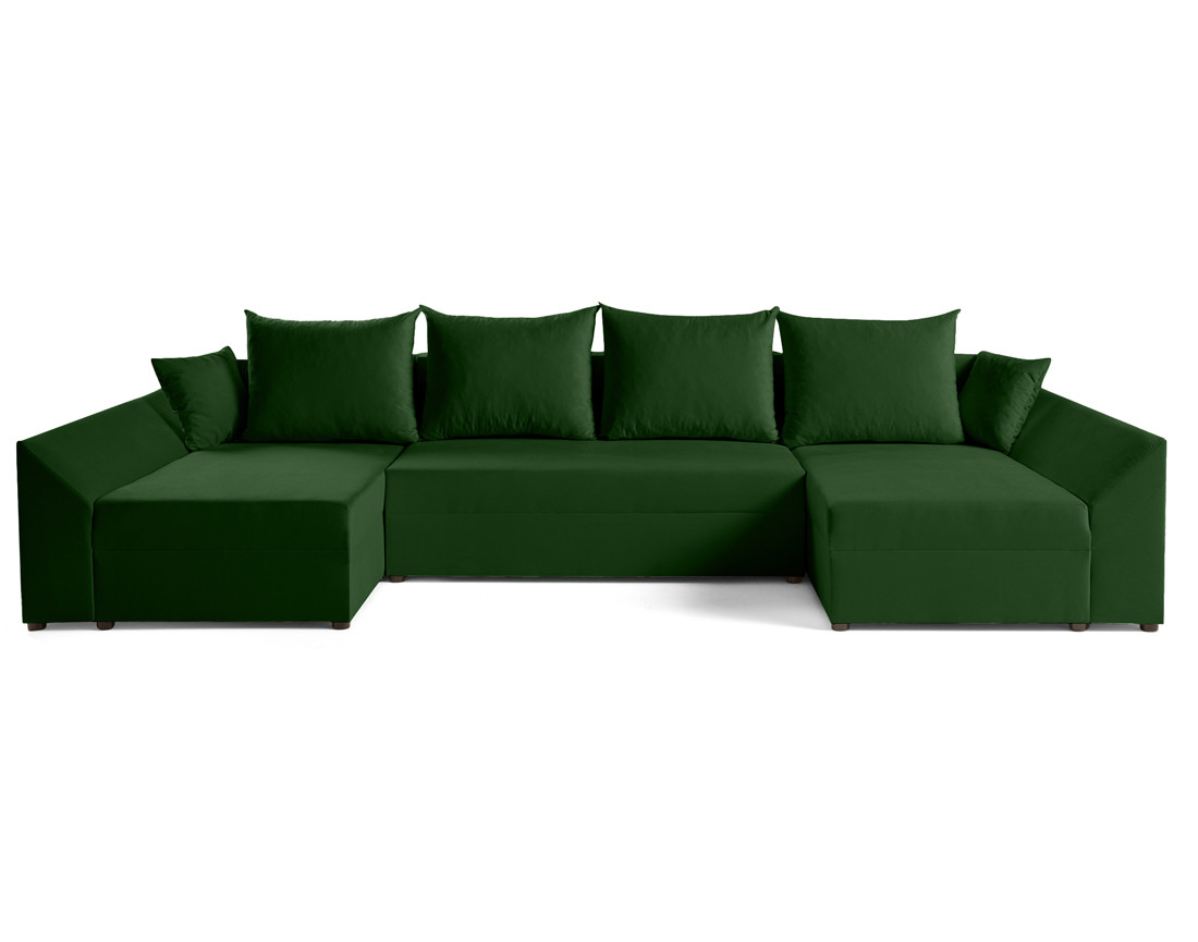 Canapé panoramique en U 7 places convertible avec coffre en velours Mike