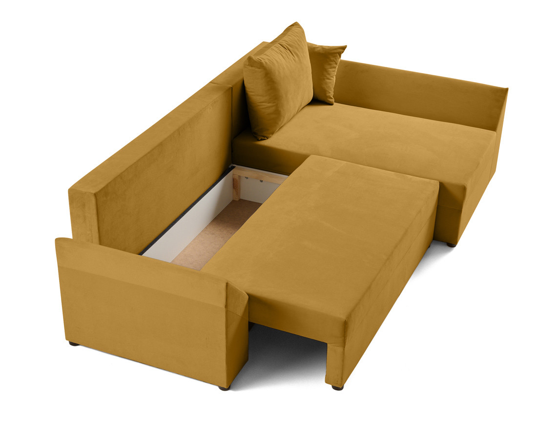 Canapé d'angle réversible 4 places convertible avec coffre en velours Mike