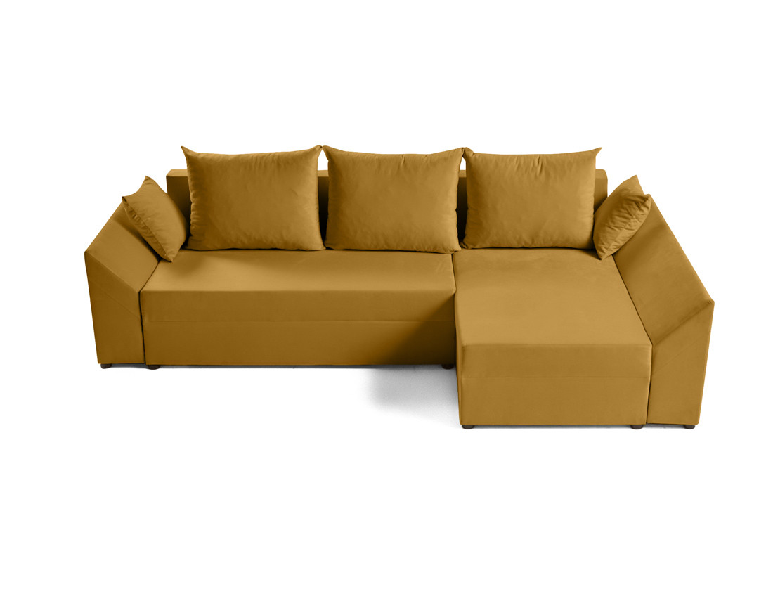 Canapé d'angle réversible 4 places convertible avec coffre en velours Mike