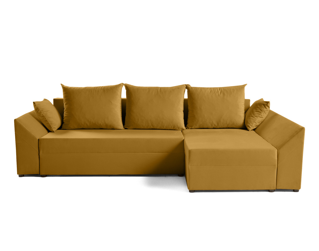 Canapé d'angle réversible 4 places convertible avec coffre en velours Mike