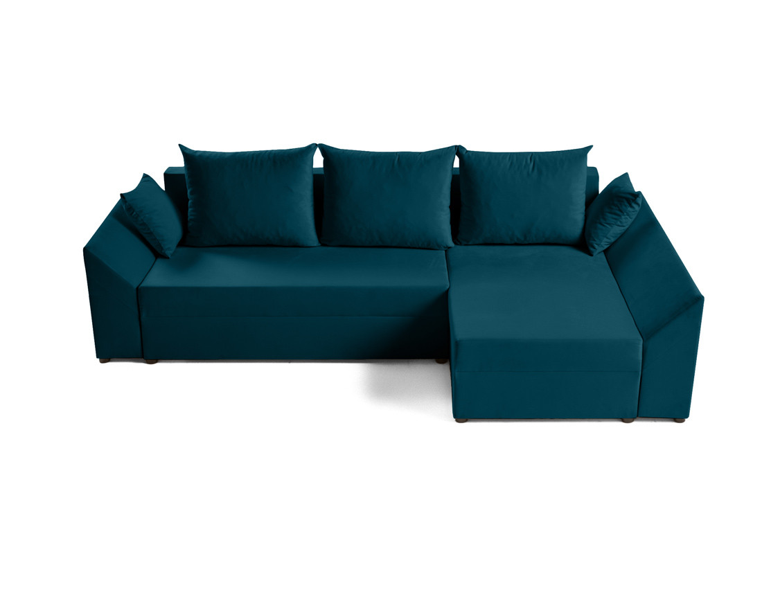 Canapé d'angle réversible 4 places convertible avec coffre en velours Mike