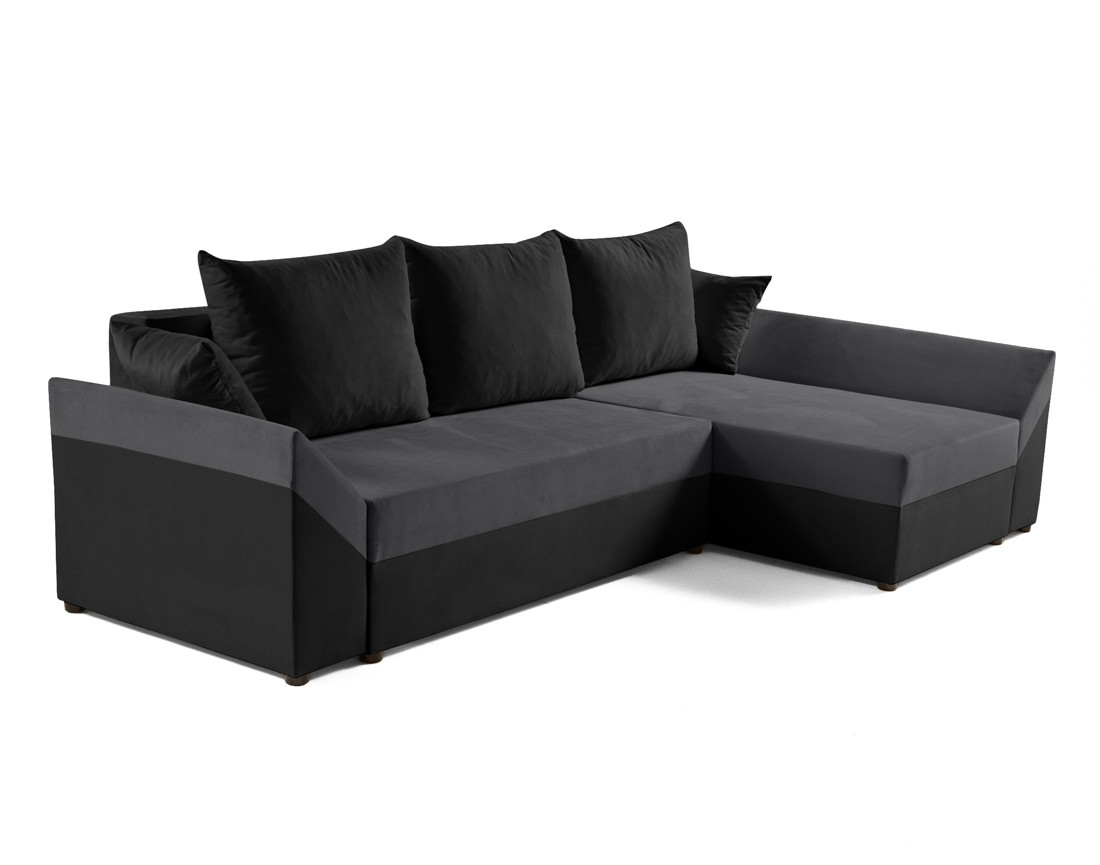Canapé d'angle réversible 4 places convertible avec coffre en velours Mike
