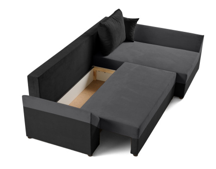 Canapé d'angle réversible 4 places convertible avec coffre en velours Mike