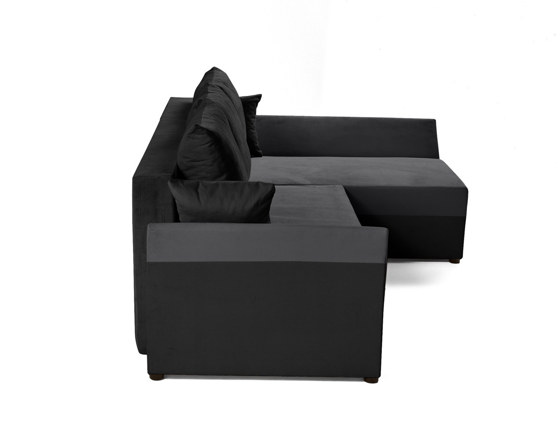 Canapé d'angle réversible 4 places convertible avec coffre en velours Mike