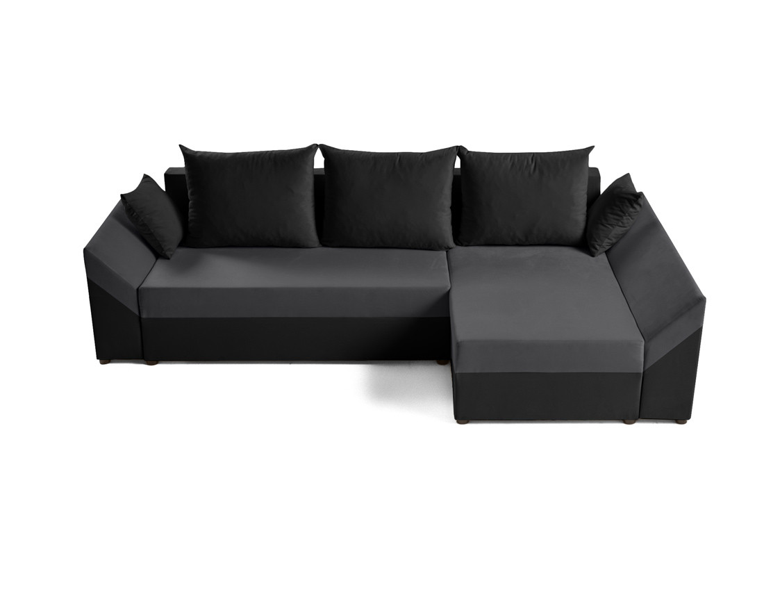 Canapé d'angle réversible 4 places convertible avec coffre en velours Mike