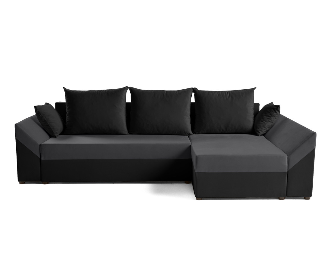 Canapé d'angle réversible 4 places convertible avec coffre en velours Mike