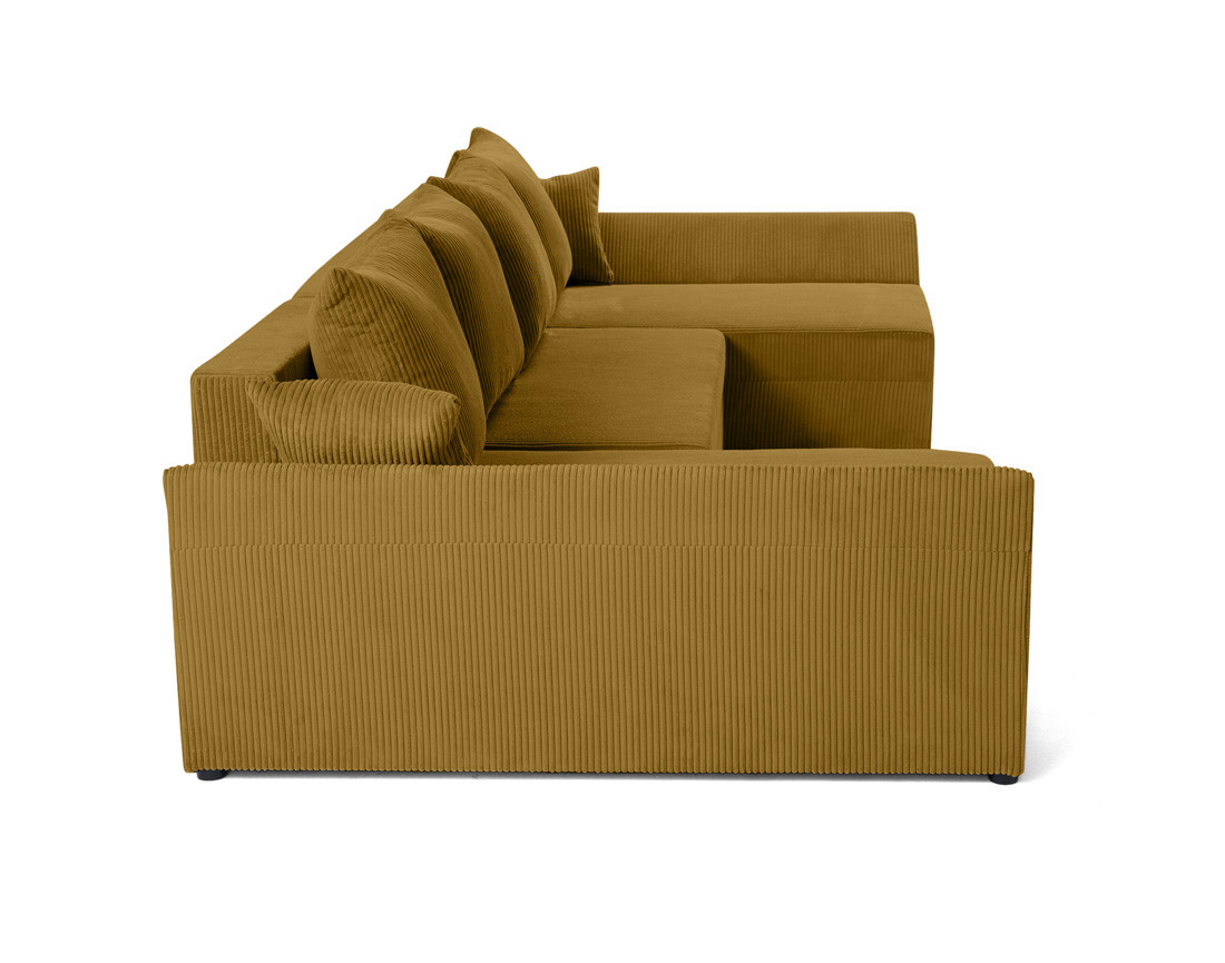 Canapé panoramique en U 7 places convertible avec coffre en velours côtelé Mike