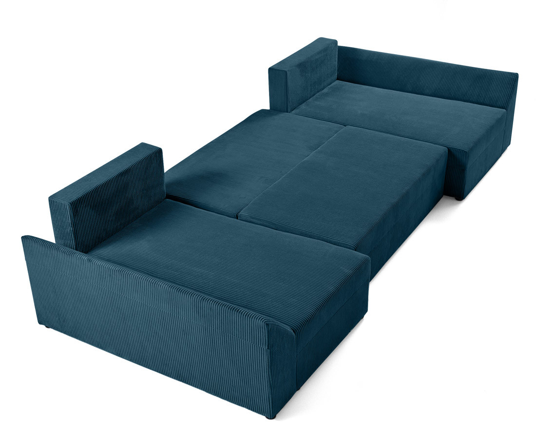 Canapé panoramique en U 7 places convertible avec coffre en velours côtelé Mike