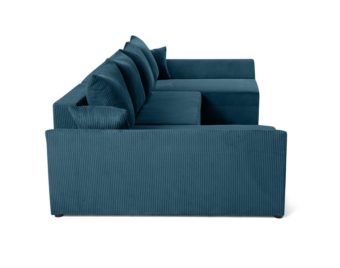 Canapé panoramique en U 7 places convertible avec coffre en velours côtelé Mike