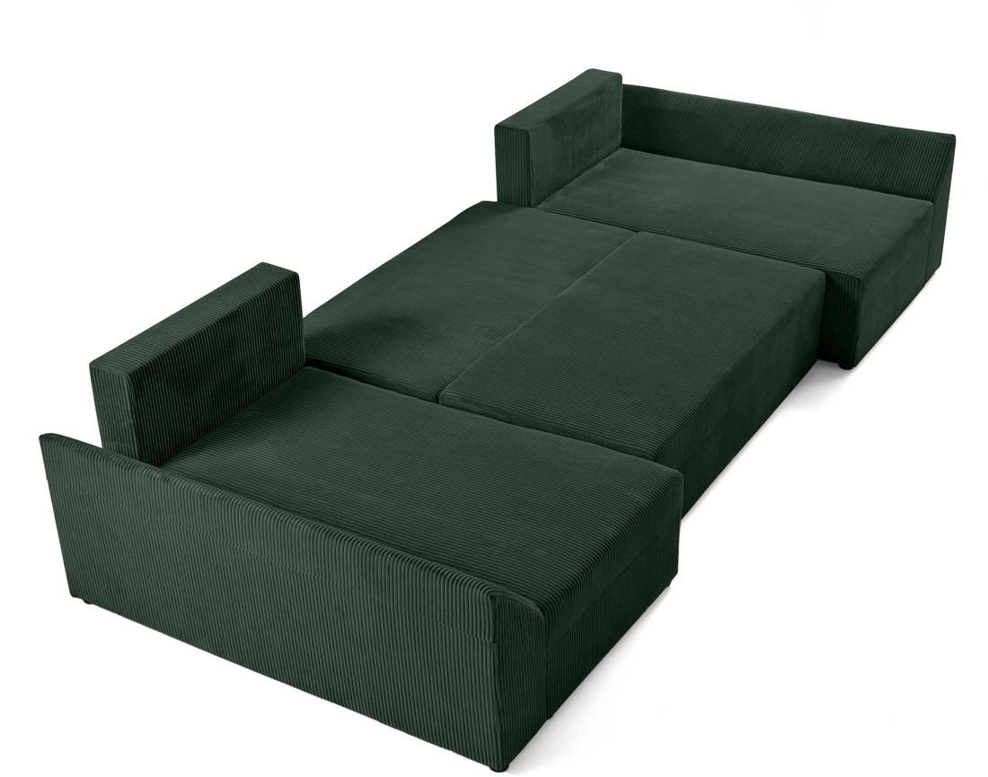 Canapé panoramique en U 7 places convertible avec coffre en velours côtelé Mike