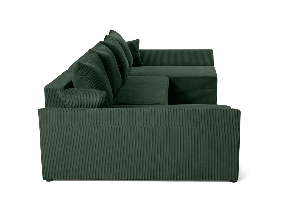 Canapé panoramique en U 7 places convertible avec coffre en velours côtelé Mike