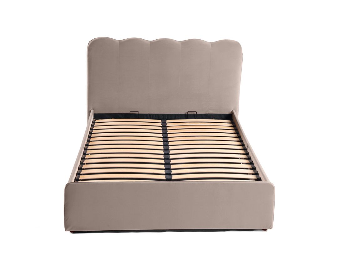 Kahlo - lit coffre - 140x190 - en velours - sommier inclus Bestmobilier