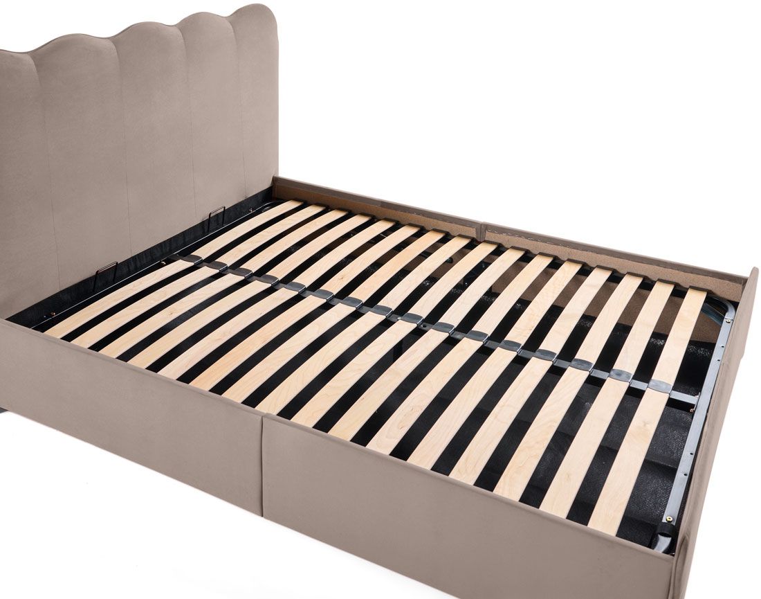 Kahlo - lit coffre - 160x200 - en velours - sommier inclus Bestmobilier