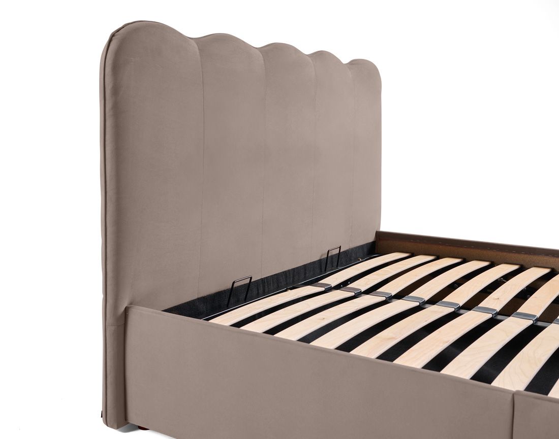 Kahlo - lit coffre - 160x200 - en velours - sommier inclus Bestmobilier